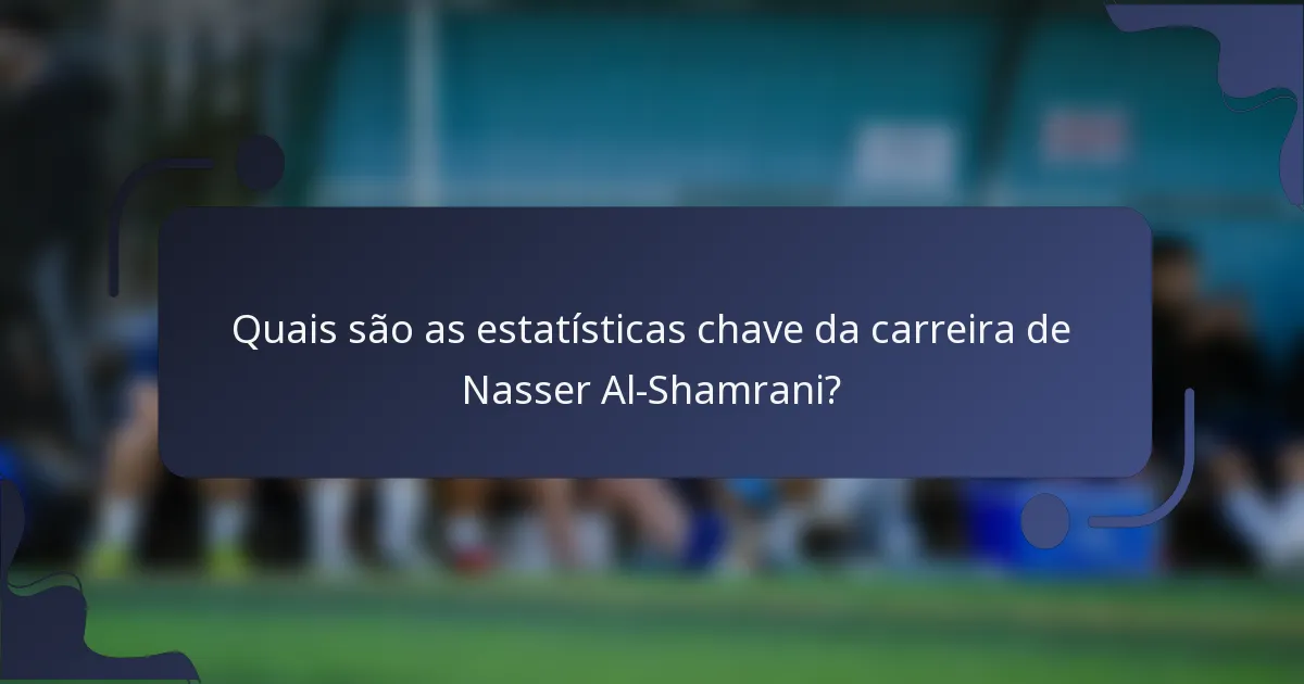 Quais são as estatísticas chave da carreira de Nasser Al-Shamrani?